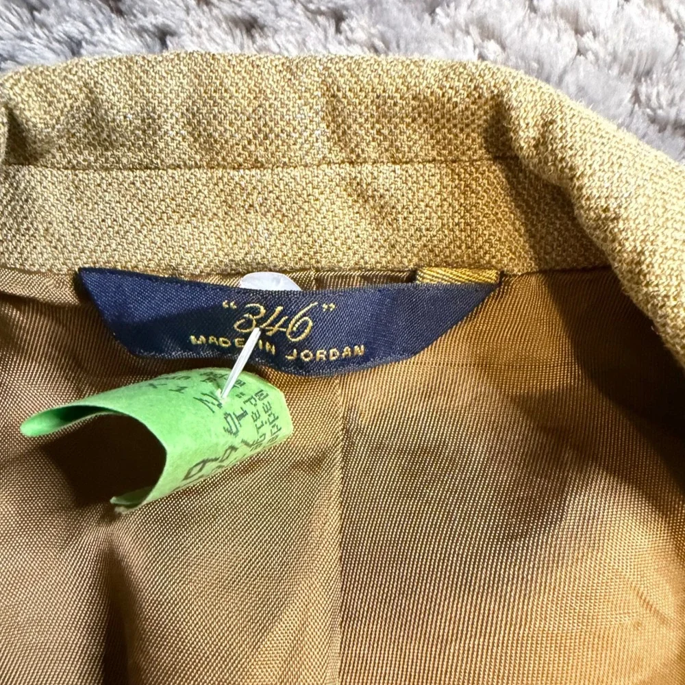 Brooks Brothers 346 Mens 46L Silk Wool Blend Blazer Sport Coat Tan 2 Button